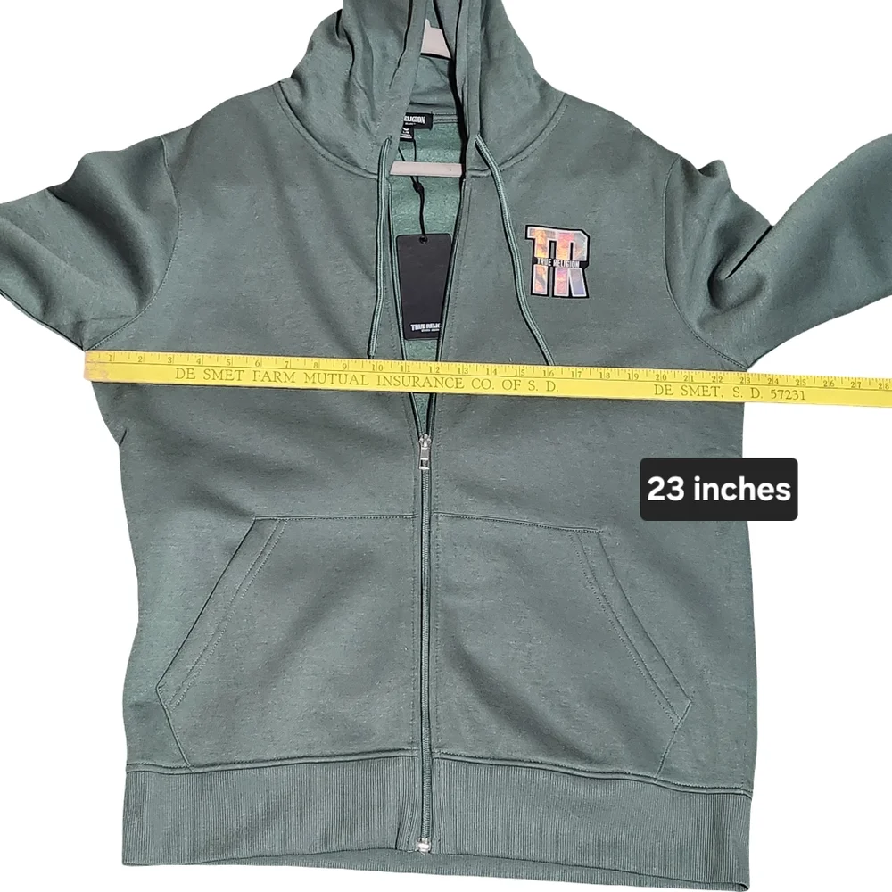 TRUE RELIGION NWT Zip Hoodie Mens Large Green Hip Hop Streetwear Y2K Urban